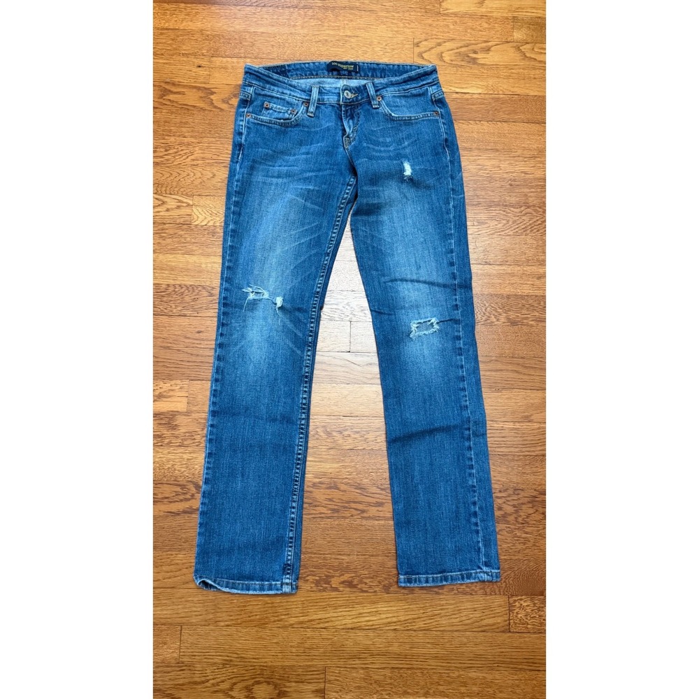 Y2K‎ Levis 524 Too Superlow Jeans Womens 5 Medium Wash Distressed Denim